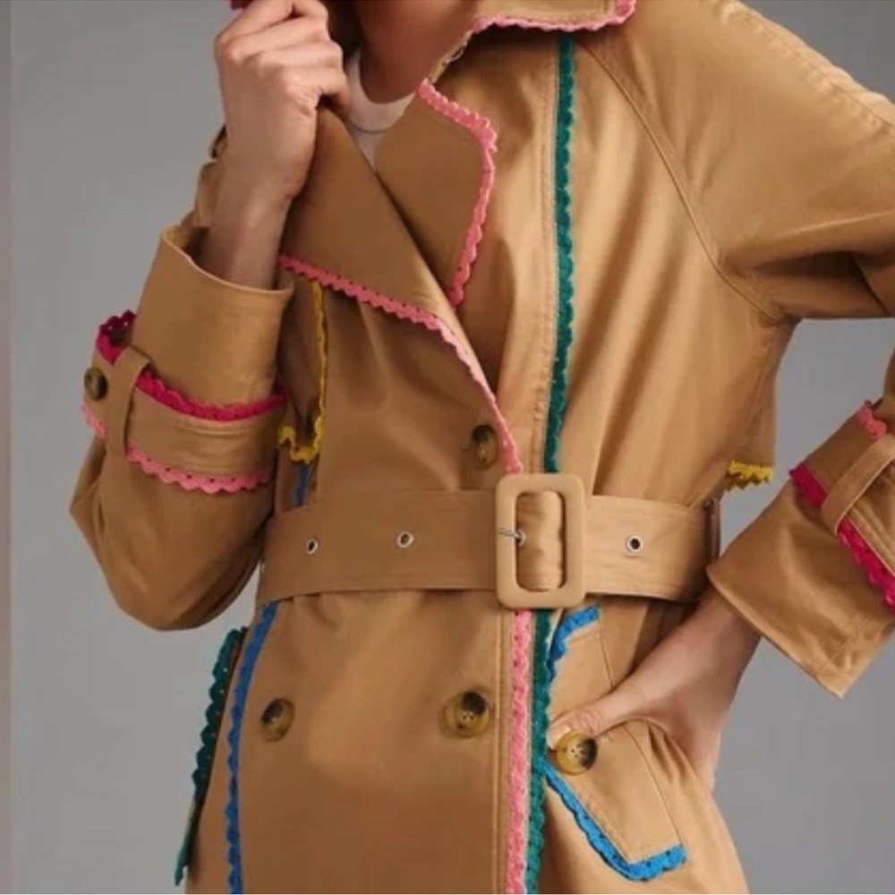 7 for All Mankind Trench Coat Trimmed Bric Brac sz xs